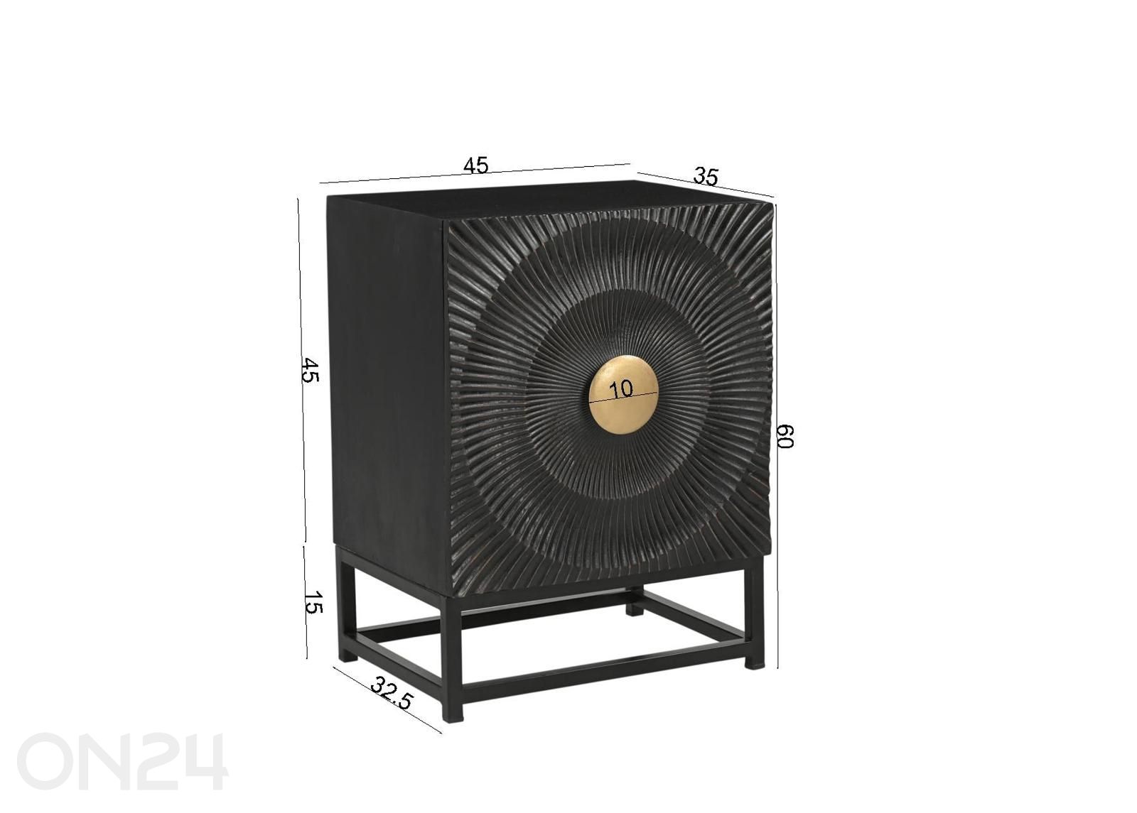 Yöpöytä Black Smooth 45 cm kuvasuurennos mitat