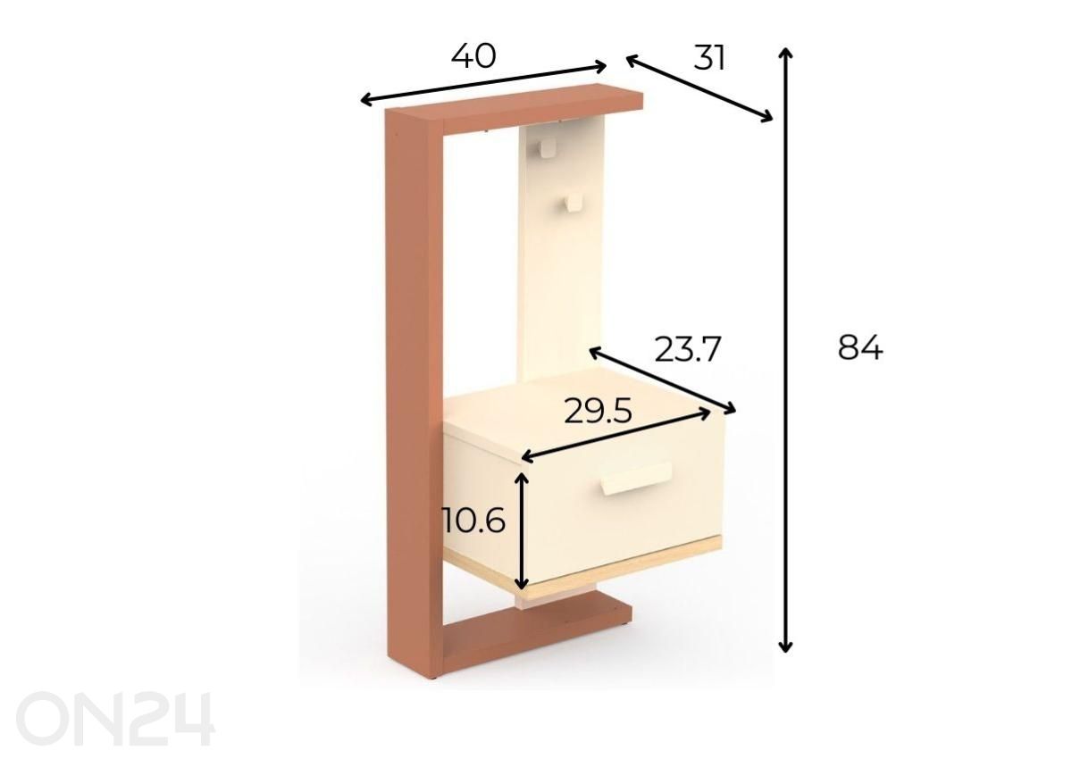 Yöpöytä Camilla + LED kuvasuurennos mitat