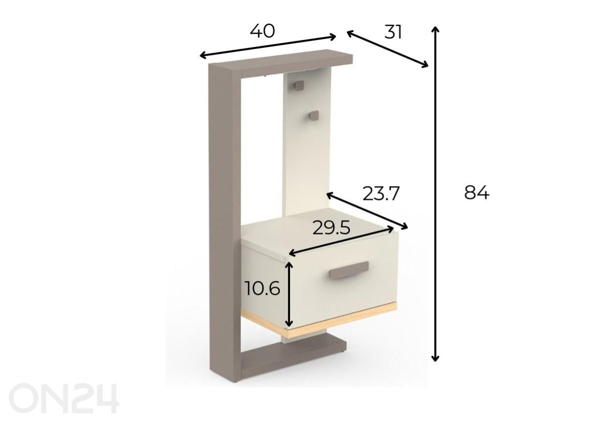 Yöpöytä Camillia 1s kuvasuurennos mitat
