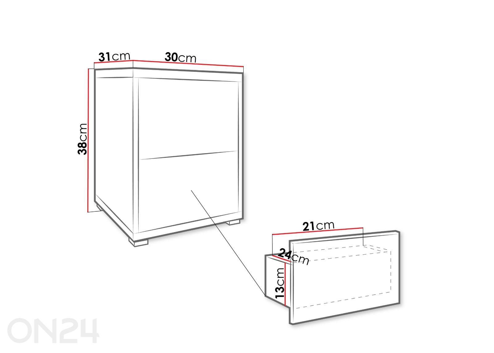 Yöpöytä Gesita, 30 cm kuvasuurennos mitat