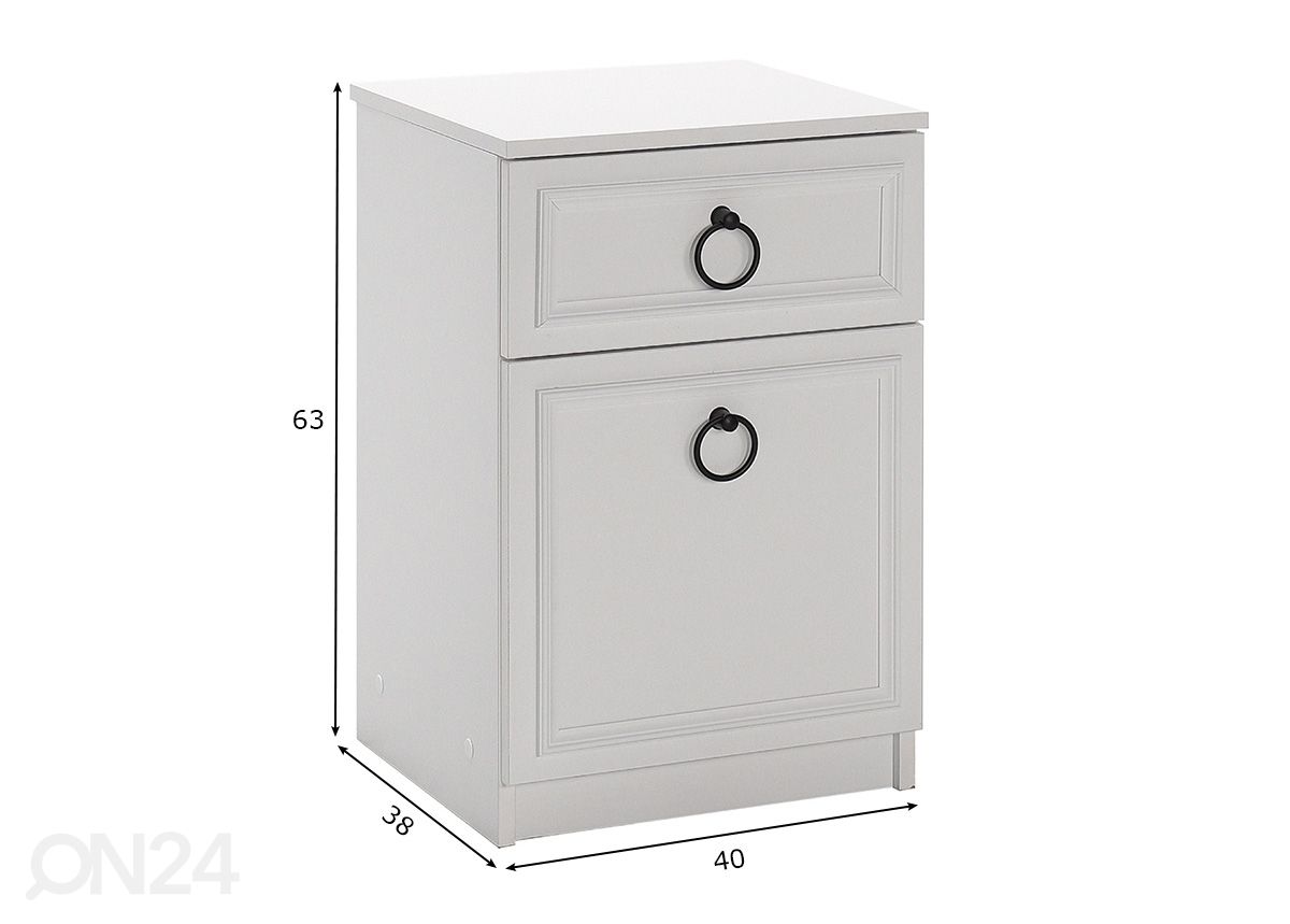 Yöpöytä H 63 cm kuvasuurennos mitat