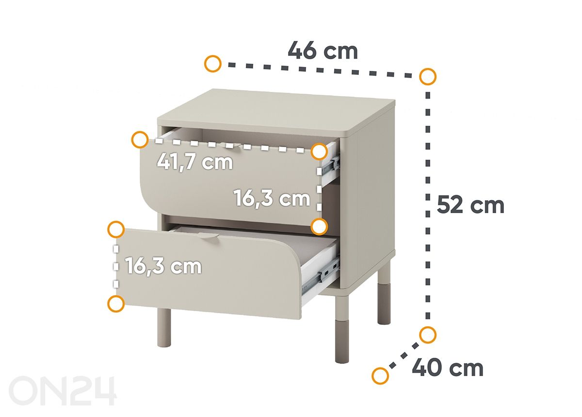 Yöpöytä Harmony kuvasuurennos mitat