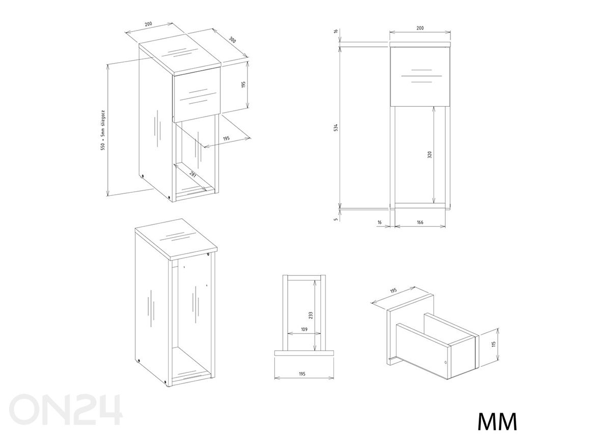 Yöpöytä Kansas kuvasuurennos mitat