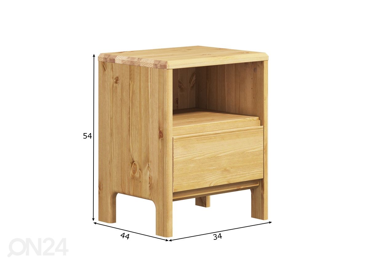Yöpöytä Liva 34 cm kuvasuurennos mitat