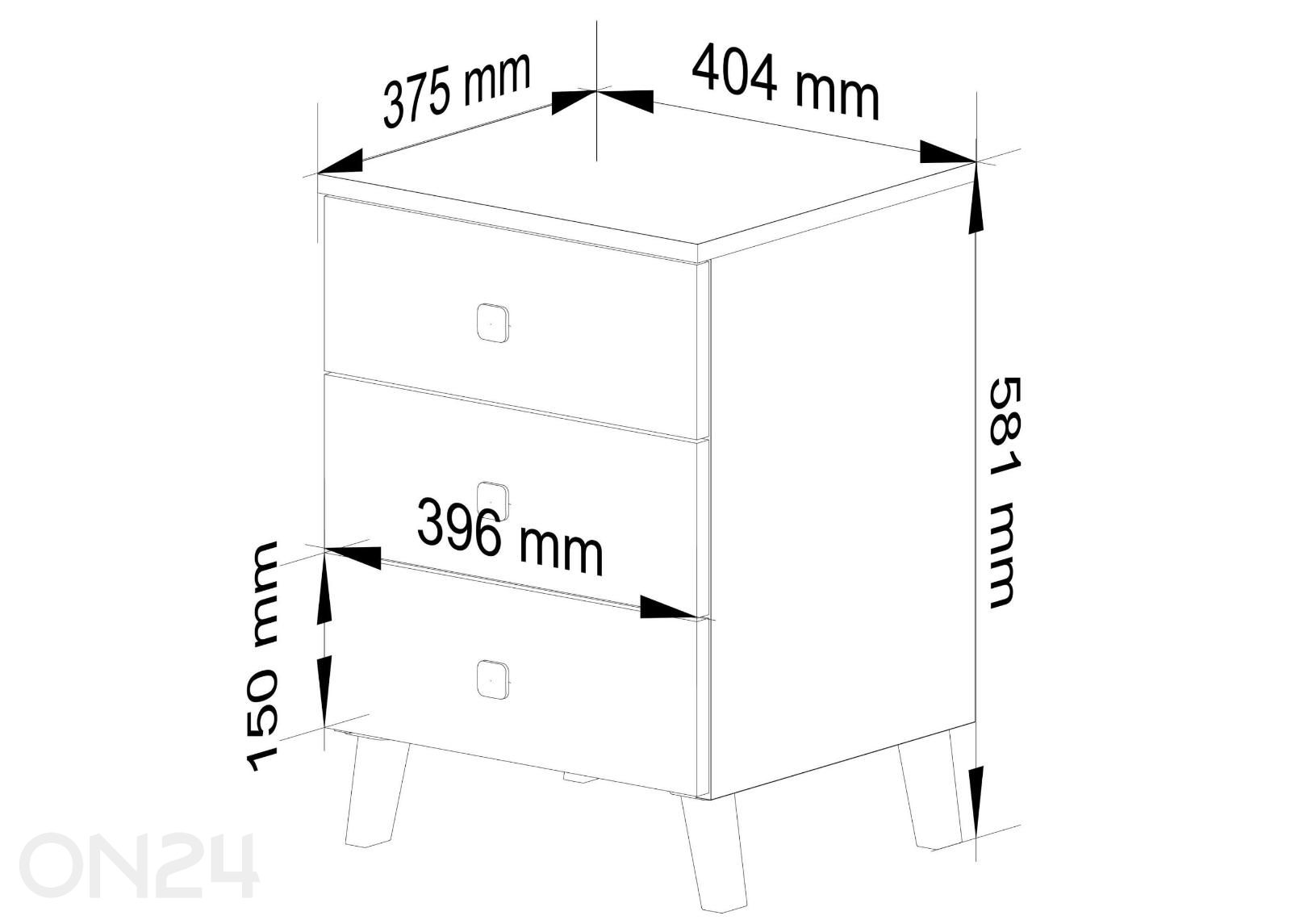 Yöpöytä Mobi kuvasuurennos mitat