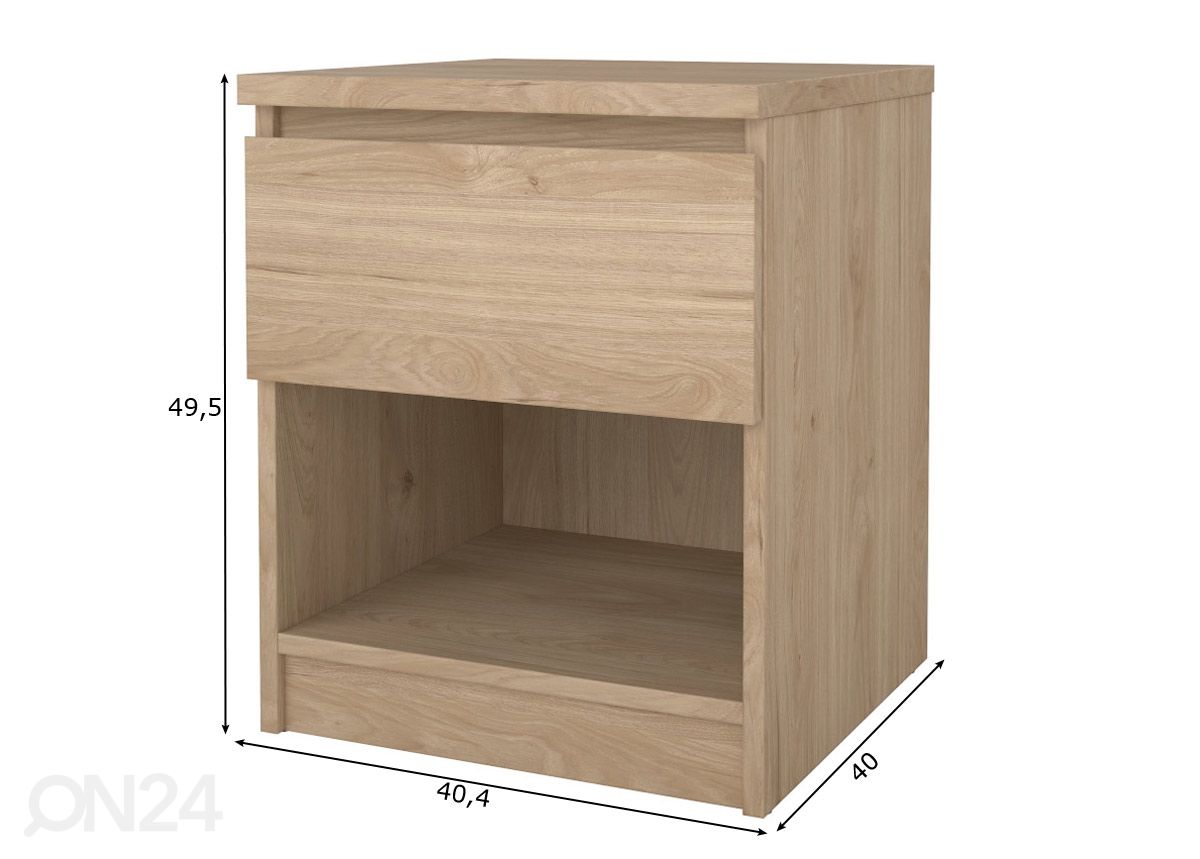 Yöpöytä Naia 40 cm kuvasuurennos mitat