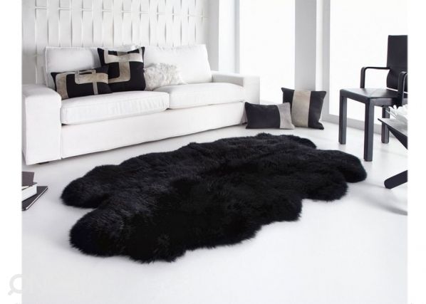 Aito lampaantalja Merino black Quatro ±90x180 cm