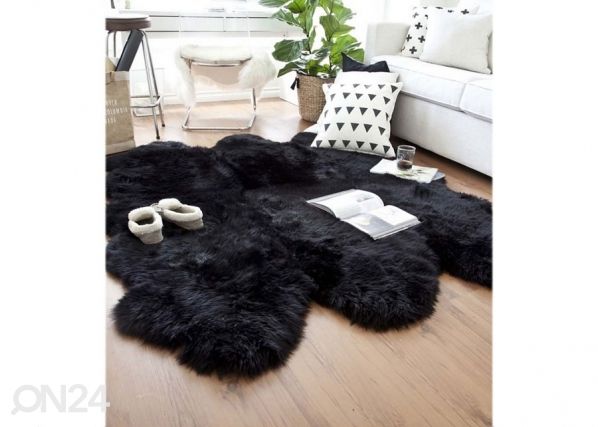 Aito lampaantalja Merino black Sexto ±130x180 cm