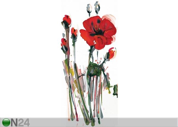 Fleece kuvatapetti WATERCOLOR POPPIES 90x202 cm
