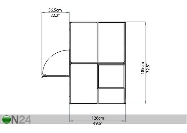 Kasvihuone Palram Hybrid 1,85x1,26 m, 2,33 m²