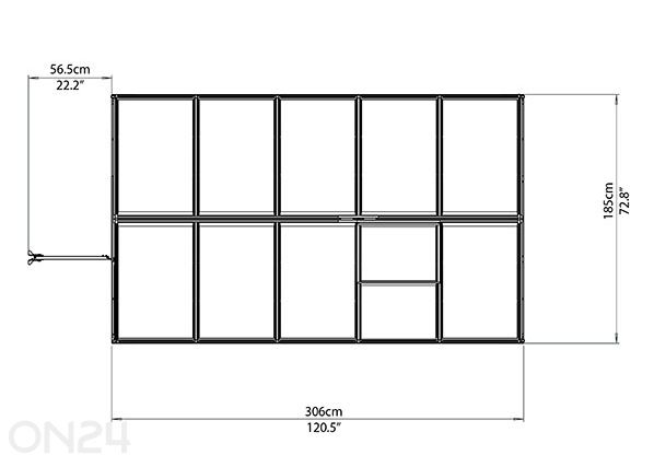 Kasvihuone Palram Hybrid 1,85x3,06 m, 5,66 m²