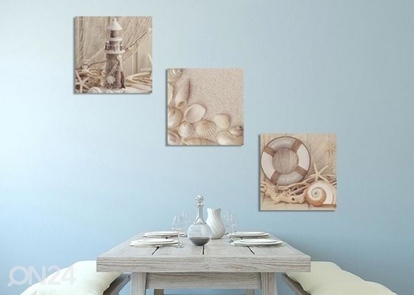 Kolmeosainen taulu Lantern and shells