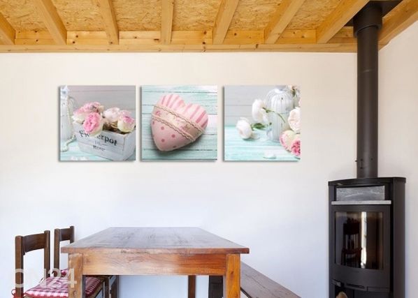 Kolmeosainen taulu Pink heart