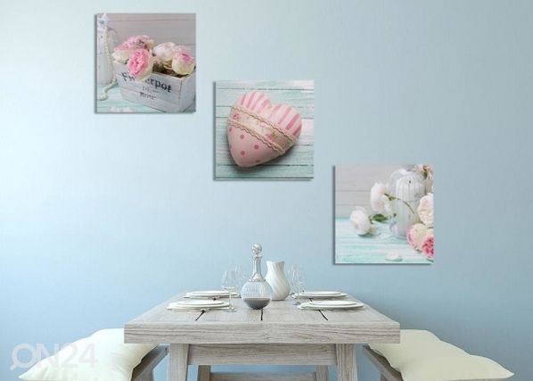 Kolmeosainen taulu Pink heart