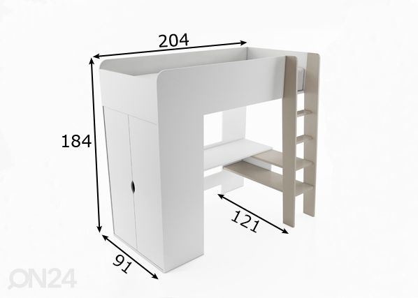Monitoimisänky + patja 90x200 cm