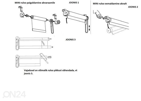 Pimentävä minirullaverho 37x150 cm
