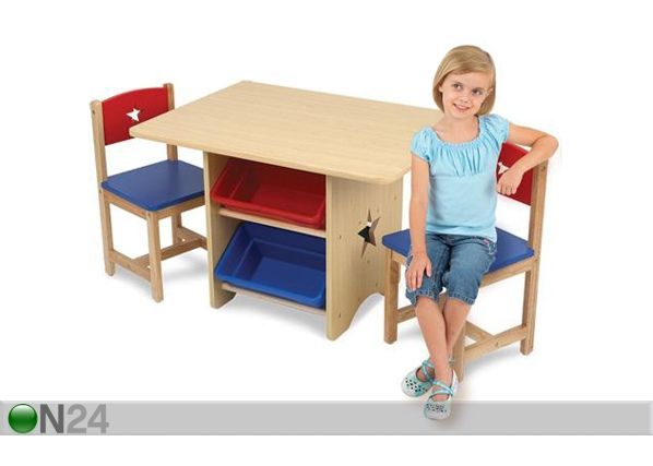 Pöytä ja tuolit+lelulaatikot KidKraft
