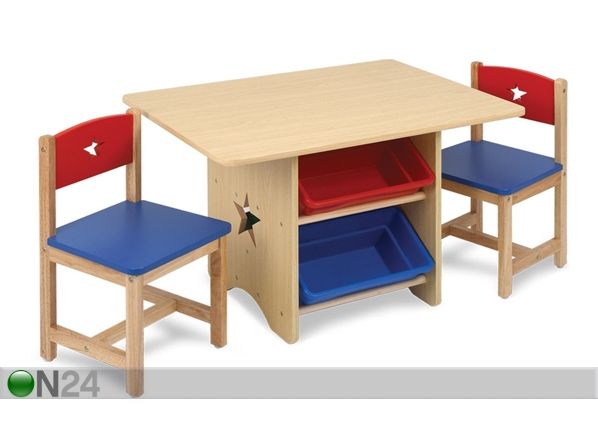 Pöytä ja tuolit+lelulaatikot KidKraft