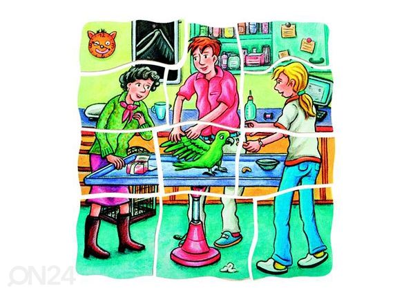 Puinen kerroksittainen palapeli ELÄINKLINIKASSA