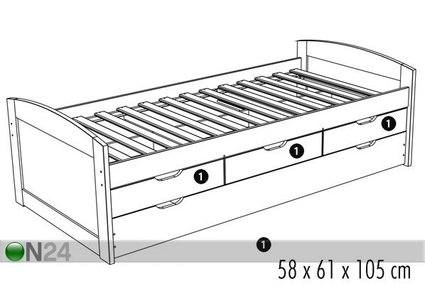 Sänkysarja 2-lle Ulli 90x190 cm