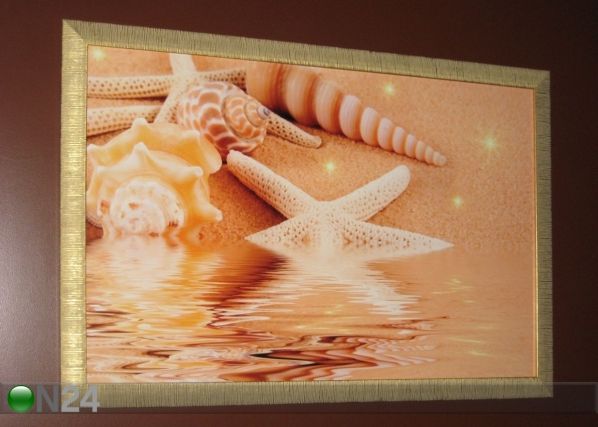 Taulu STARFISH AND SEASHELLS ON GOLDEN SAND 90x60 cm