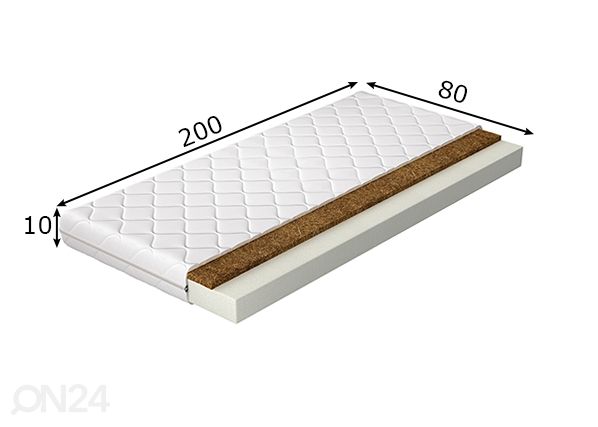 Vaahtomuovipatja Luna 80x200 cm mitat