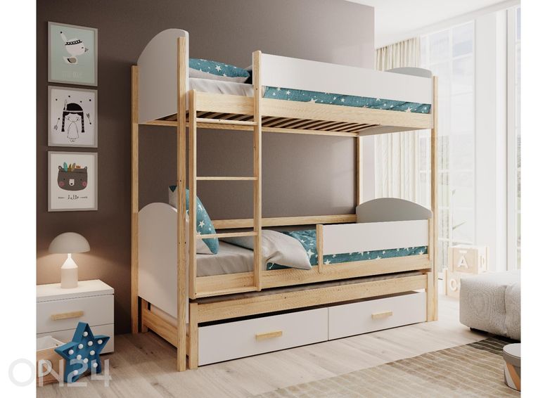 3-hengen kerrossänky setti LEIA patjoilla 80x180 cm kuvasuurennos