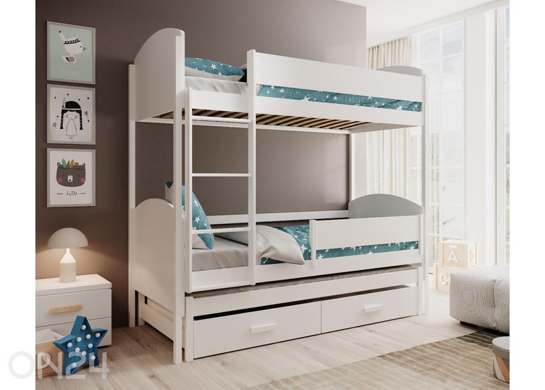 3-hengen kerrossänky setti LEIA patjoilla 80x180 cm kuvasuurennos