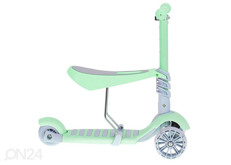 3-pyöräinen potkupyörä satulalla ja LED-valoilla kuvasuurennos