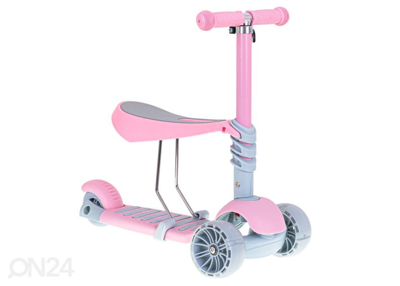 3-pyöräinen potkupyörä satulalla ja LED-valoilla kuvasuurennos