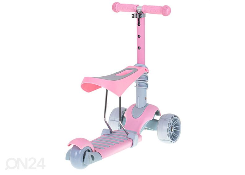 3-pyöräinen potkupyörä satulalla ja LED-valoilla kuvasuurennos