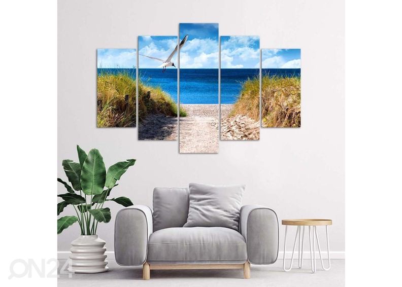 5-osainen taulu Greeting to the Sea 100x70 cm kuvasuurennos