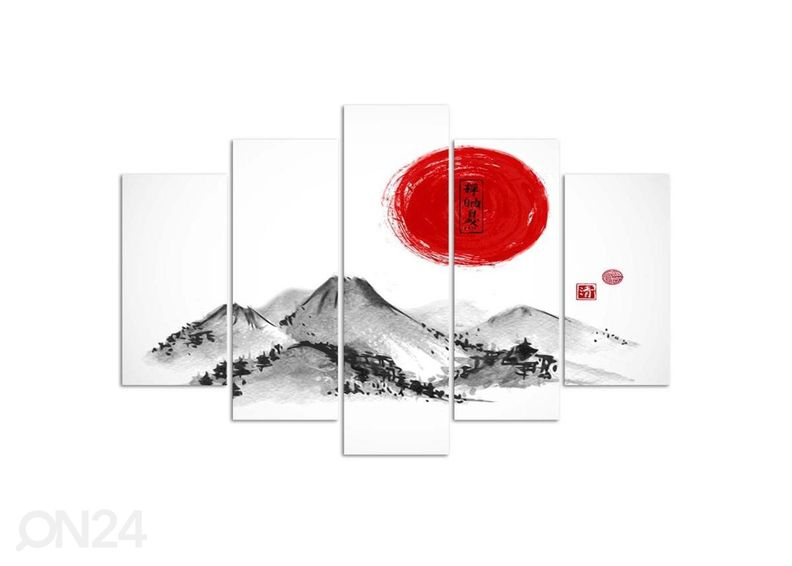 5-osainen taulu Sun Over Japan 150x100 cm kuvasuurennos