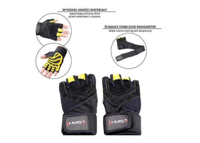 Aikuisten treenihanskat musta/keltainen HMS XXL kuvasuurennos