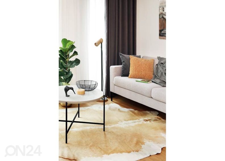 Aito lehmäntalja beige-valkoinen 200x210 cm kuvasuurennos