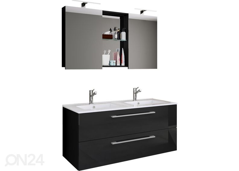 Allaskaappi Budasi 2-osaisella pesualtaalla + peilikaappi kuvasuurennos