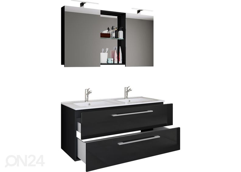 Allaskaappi Budasi 2-osaisella pesualtaalla + peilikaappi kuvasuurennos