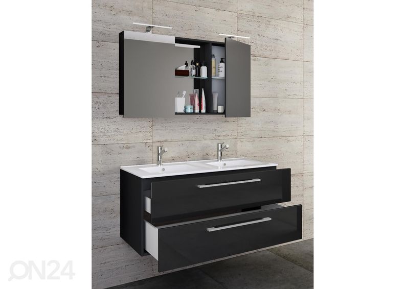 Allaskaappi Budasi 2-osaisella pesualtaalla + peilikaappi kuvasuurennos