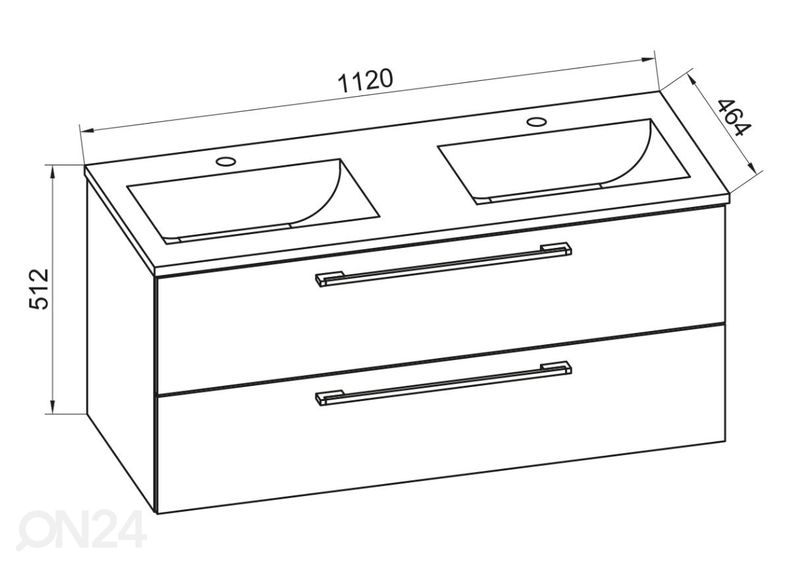 Allaskaappi Budasi 2-osaisella pesualtaalla + peilikaappi kuvasuurennos
