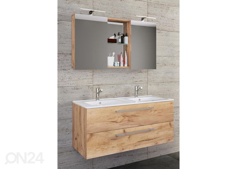 Allaskaappi Budasi 2-osaisella pesualtaalla + peilikaappi kuvasuurennos