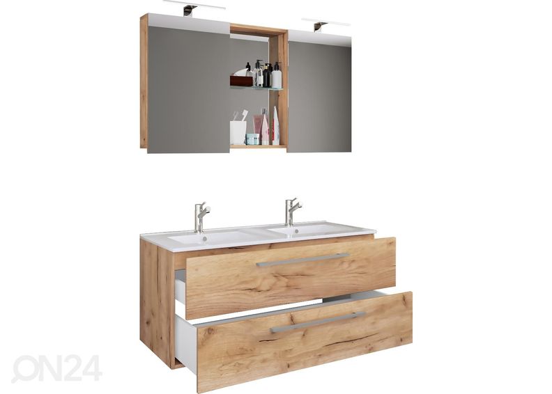 Allaskaappi Budasi 2-osaisella pesualtaalla + peilikaappi kuvasuurennos