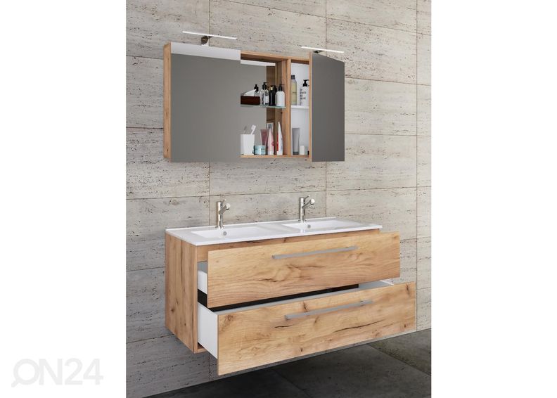 Allaskaappi Budasi 2-osaisella pesualtaalla + peilikaappi kuvasuurennos