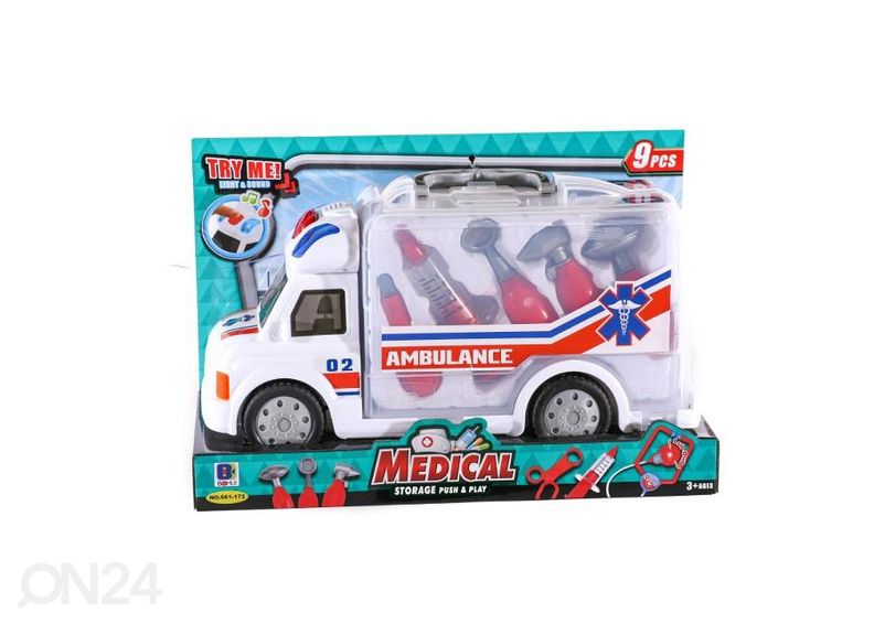 Ambulanssi lääkäritarvikkeilla 9 osaa kuvasuurennos