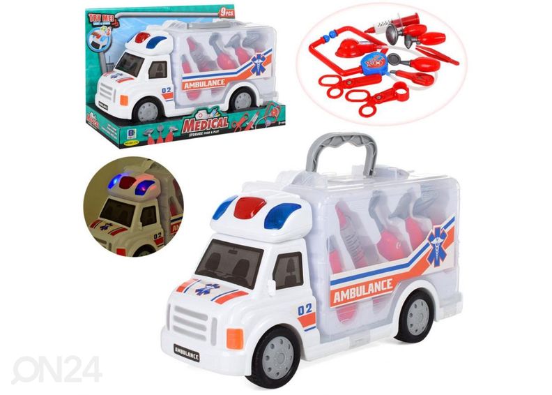 Ambulanssi lääkäritarvikkeilla 9 osaa kuvasuurennos