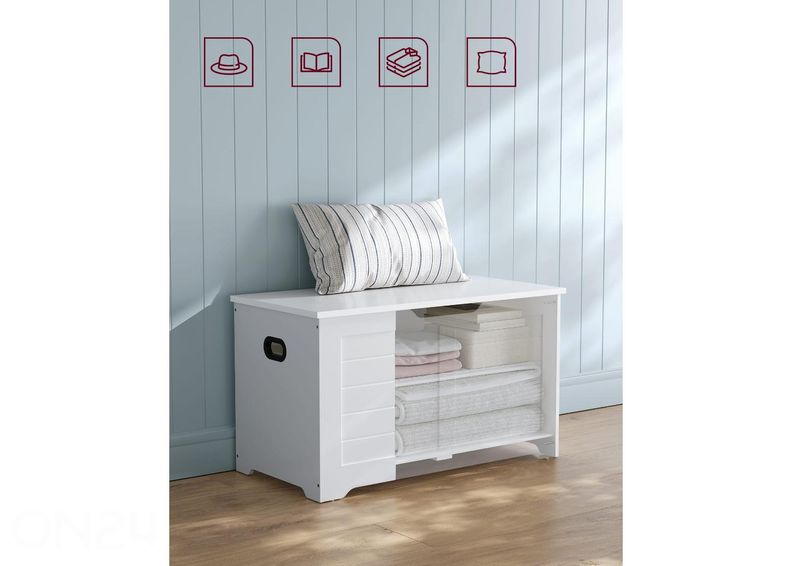 Arkku-säilytyslaatikko 80x40 cm, valkoinen kuvasuurennos