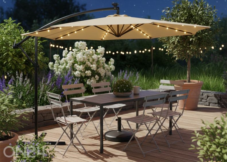 Aurinkovarjo Milin + LED Ø 3 m kuvasuurennos