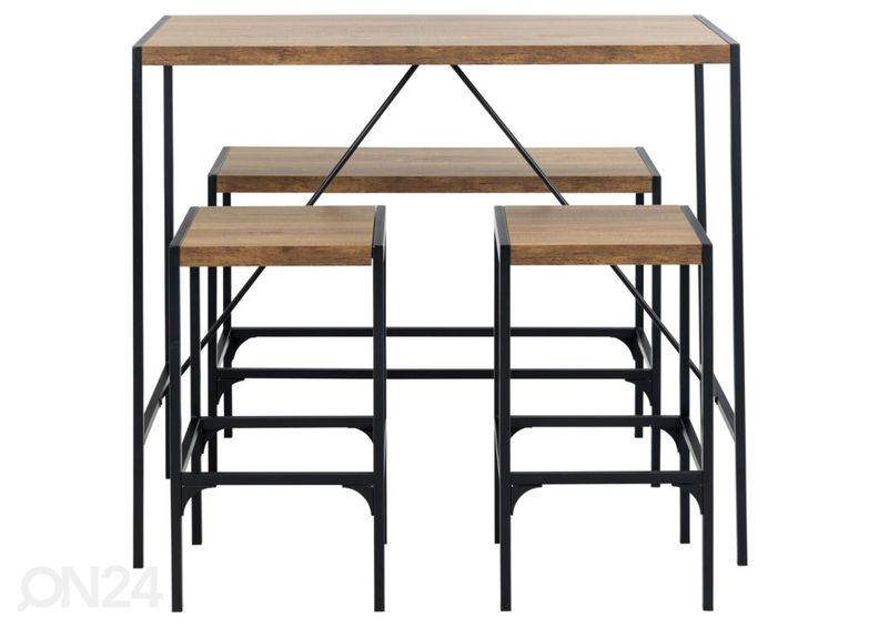 Baaripöytä Ribe 105x120 cm + 2 jakkaraa+ penkki kuvasuurennos