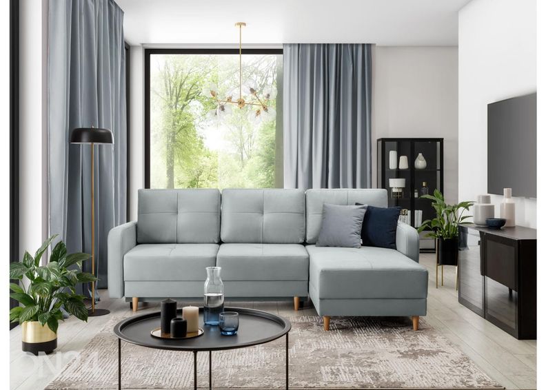 Divaanivuodesohva vuodevaatelaatikolla kuvasuurennos