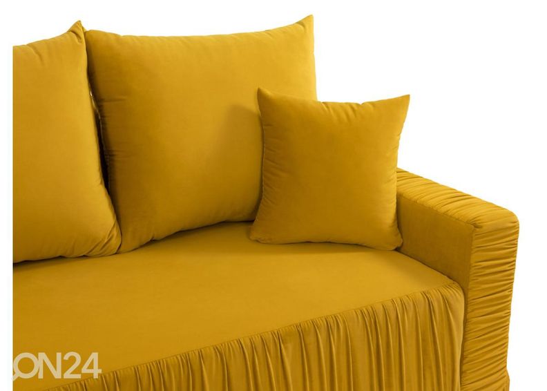 Divaanivuodesohva vuodevaatelaatikolla, kulma vasemmalla kuvasuurennos