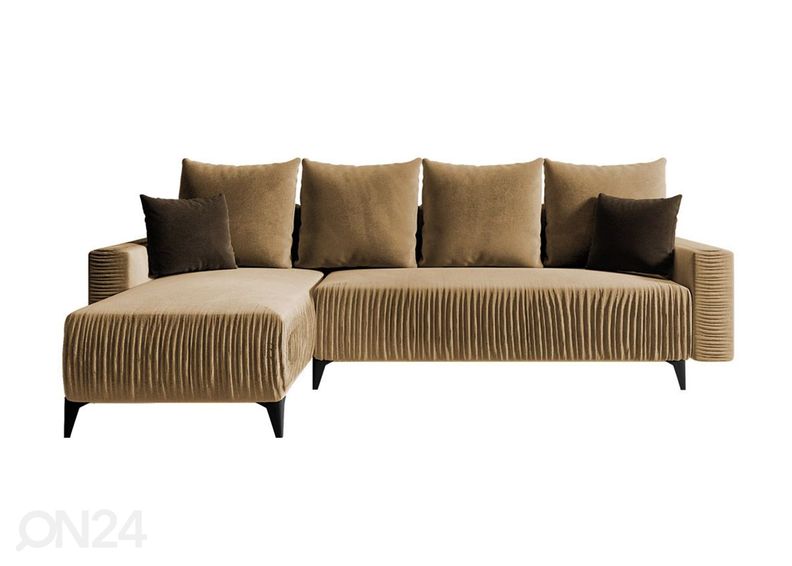 Divaanivuodesohva vuodevaatelaatikolla, kulma vasemmalla kuvasuurennos